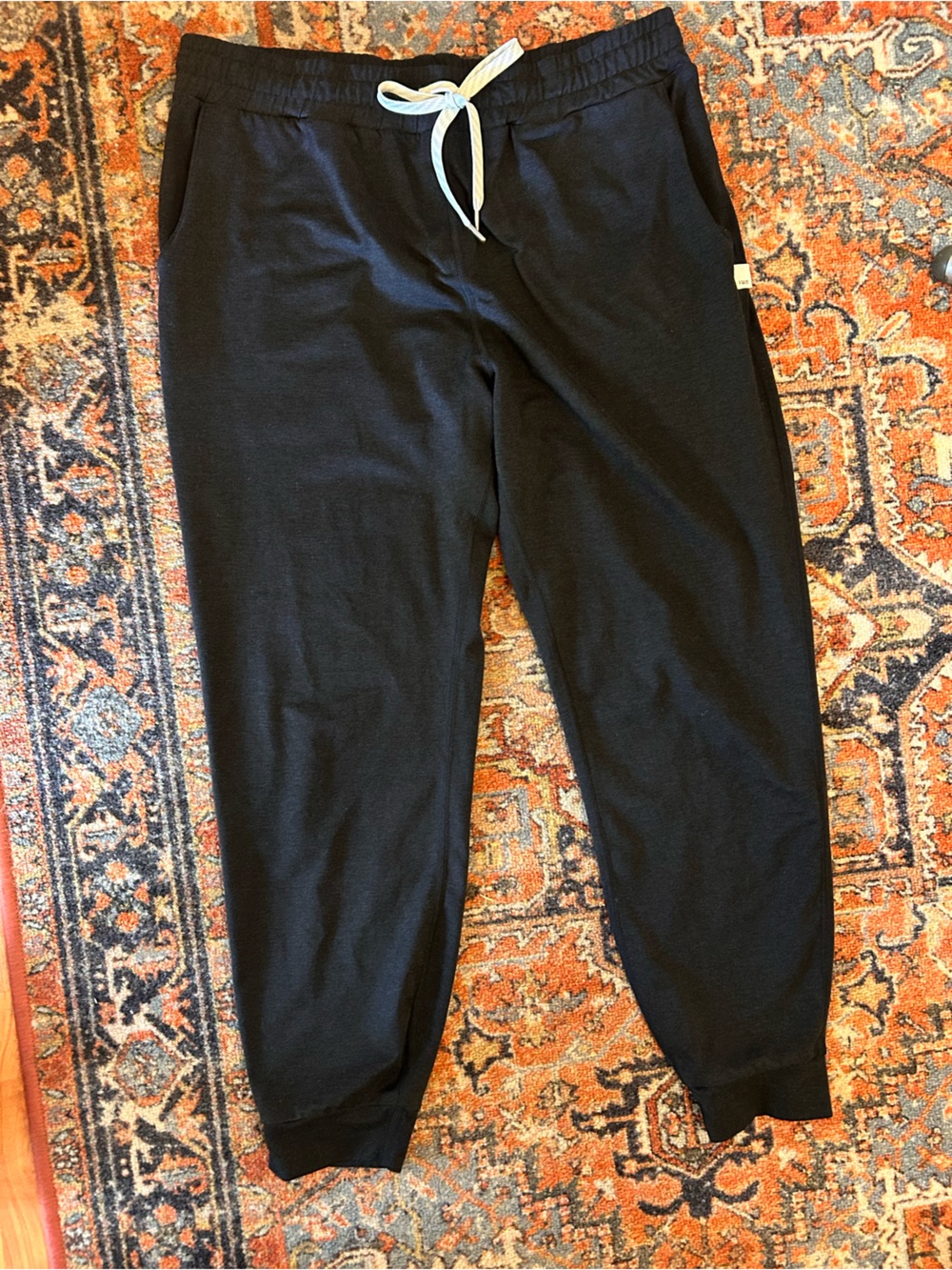 Vuori Black Kids Joggers with White Drawstring